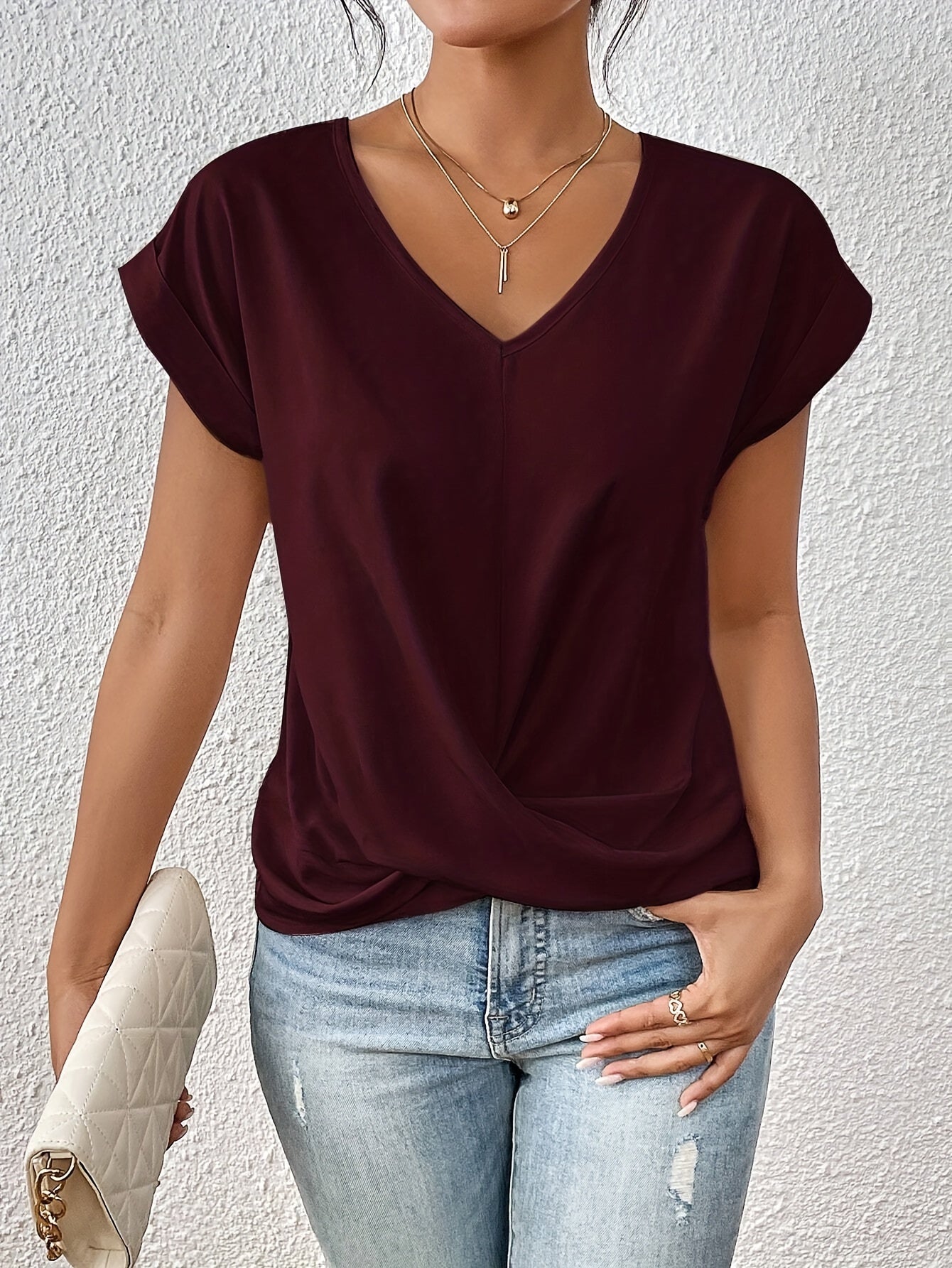 Chloe - Casual T-shirt med sweetheart-udskæring