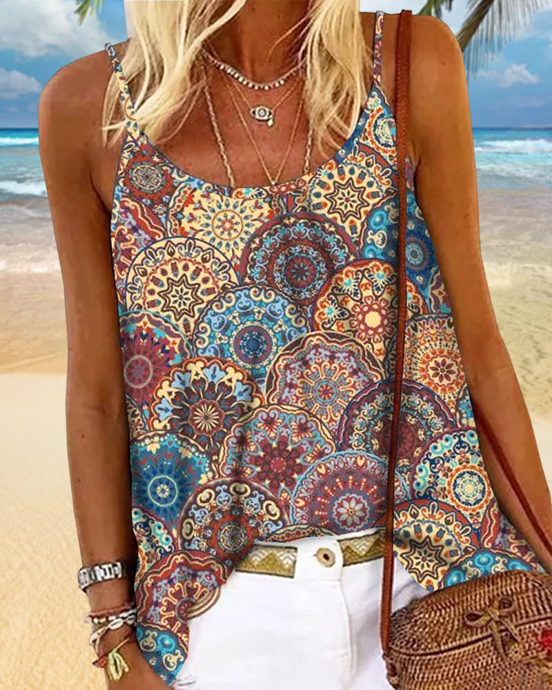 Karla - Casual cami top med cirkelprint