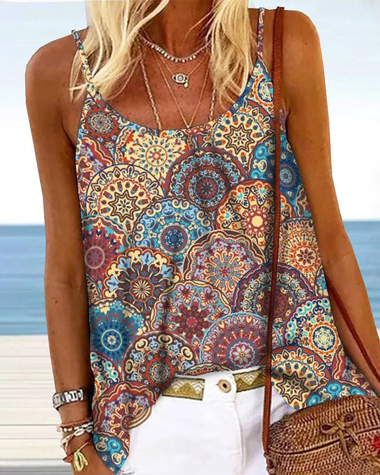 Karla - Casual cami top med cirkelprint