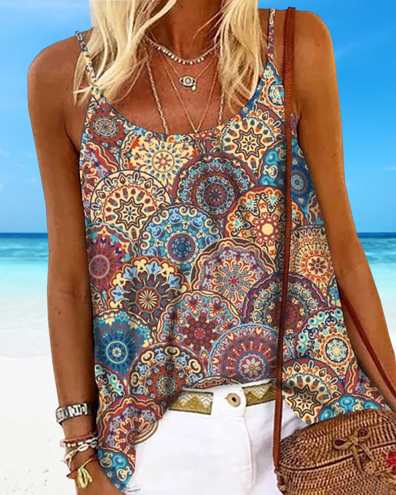 Karla - Casual cami top med cirkelprint