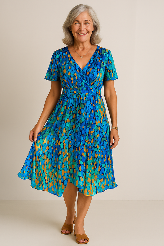 Inge  - Elegant V-udskåret kjole til bryllup og midsommer