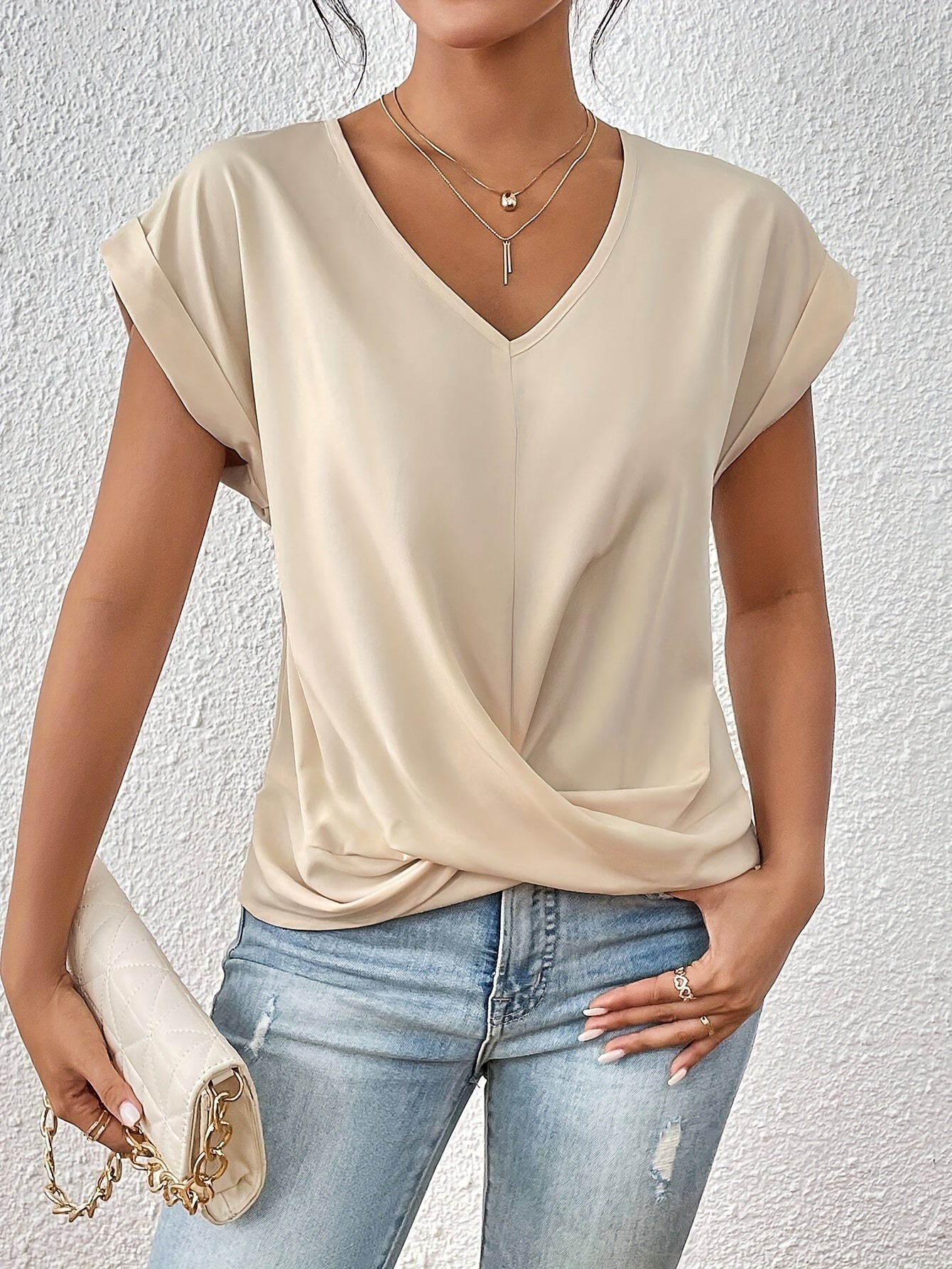 Chloe - Casual T-shirt med sweetheart-udskæring
