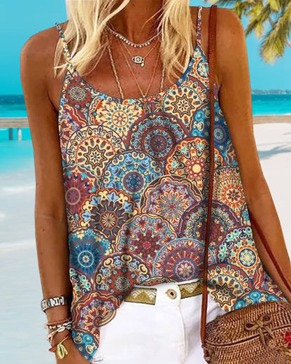 Karla - Casual cami top med cirkelprint
